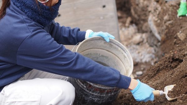 この現場は現場の土を採取し、ふるって混入しています