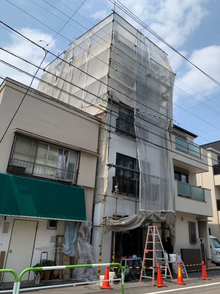 原田左官倉庫洗い出しネットストーン仕上げ