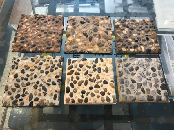 原田左官洗い出しネットストーンサンプル。種石比較用サンプル例6種類
