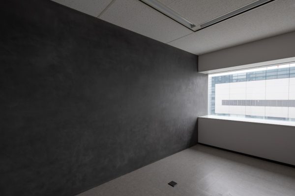 オフィスの平らな壁面に施工したポリーブル