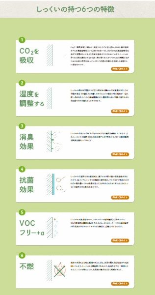 しっくいの持つ6つの特徴。引用元：しっくいまるわかり大辞典WEBサイト