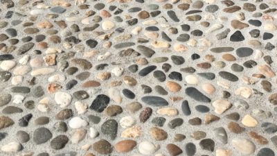 洗い出し仕上げを住宅外部床に施工