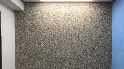 洗い出しネットストーン　壁面に施工