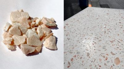 透き通るピンク色 インディアンピンクを骨材としたビールストーン