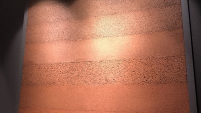 塗り版築　赤　住宅展示場内部に施工