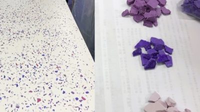 カラフルなテラゾ柄！ジェスモナイト(Jesmonite)の天板