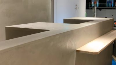モールテックス お店のカウンター、什器に施工