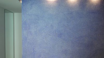 洗い出し仕上げ 青いガラス骨材を入れた仕上げ