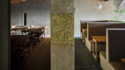 塗り版築 - 蕎麦屋さんの壁面に施工