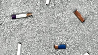 プラスタル埋め込み仕上げ 鉛筆の端材を再利用したサンプル