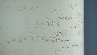 プラスタルトラバーチン仕上げ - オフィスの柱に施工