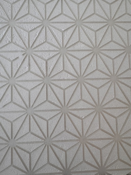 紙の廃材を入れた麻の葉模様柄のグレーのポリーブルサンプル