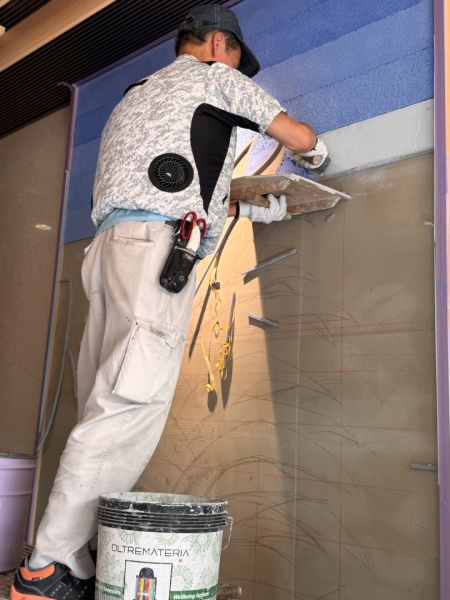 塗り版築壁の施工