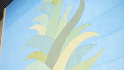 「塗りで描く“伸びていく木”──エコロジーをテーマにしたオフィスエントランス」