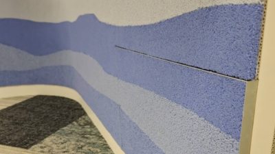 【左官の可能性を更新】アトラスボード下地×プラスタル塗り版築 曲面デザイン